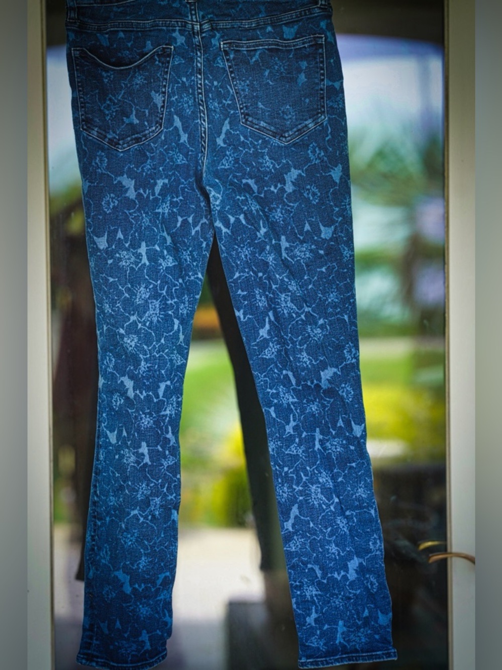 Land's End Mid Rise Slim Floral Denim Jeans Size 10